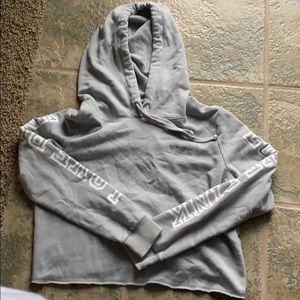 Grey Pink Cropped Hoodie